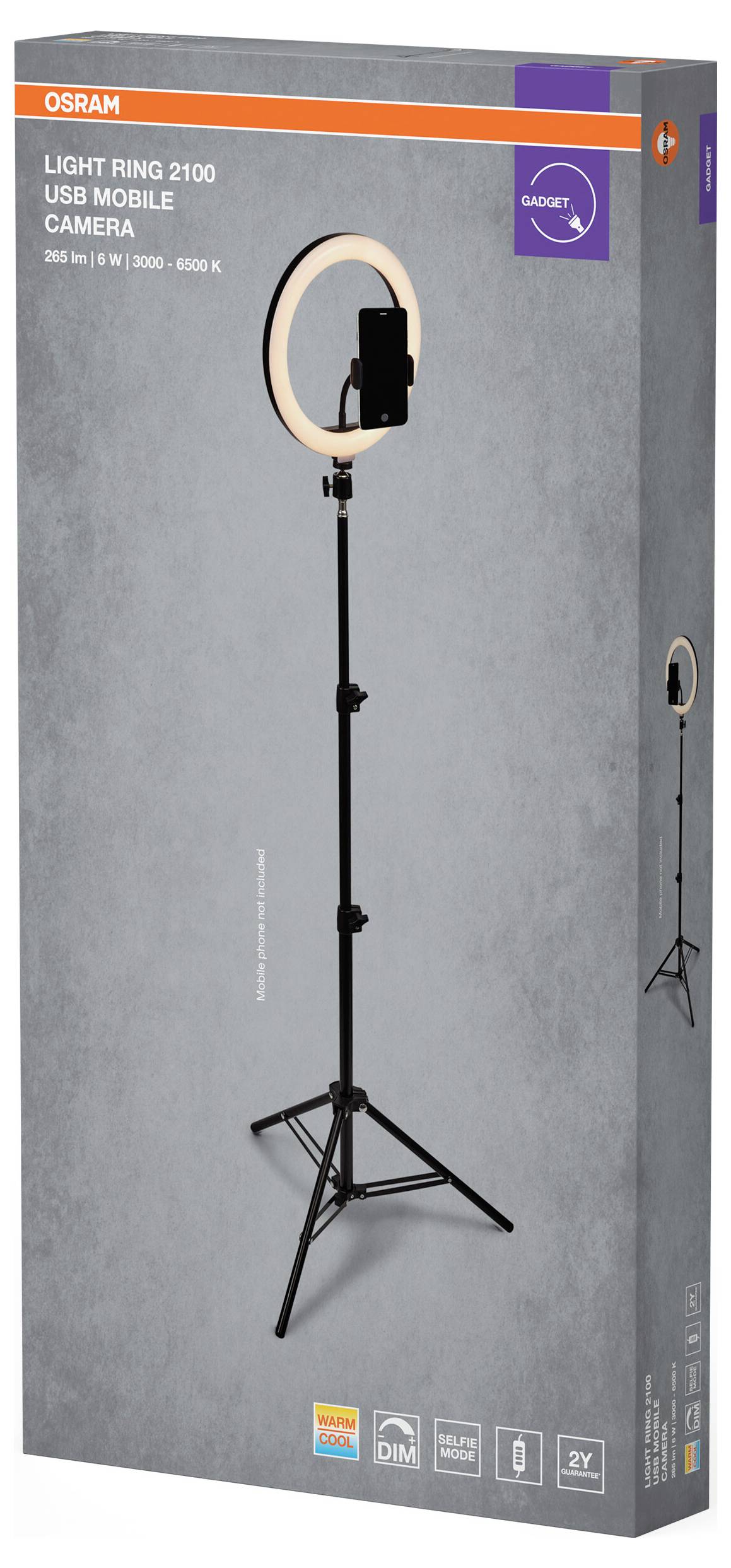 OSRAM HOMELIGHTING Linear LED Mobile Ring Tripod 4099854497636 LED ring light 6.00 W Black-2