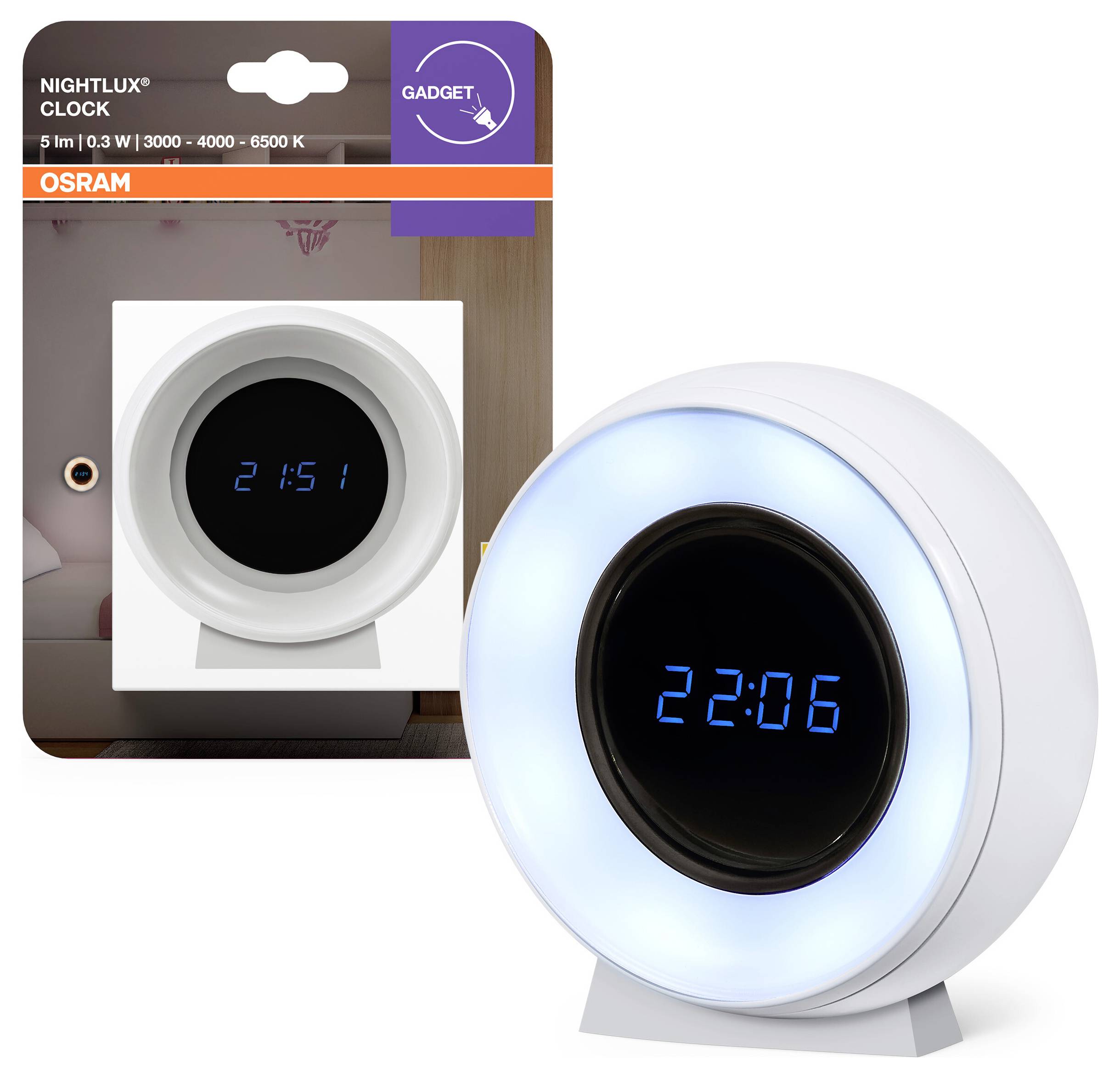 OSRAM HOMELIGHTING Nightlux Clock 0.3W 4099854530838 LED night light-1