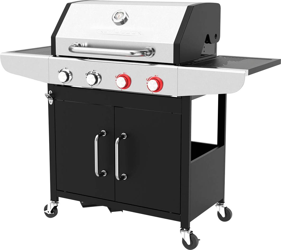 Profi Cook PC-GG 1311 Gas Gas grill 4 burners, Thermometer in lid Black, Stainless steel-0