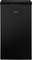 A black Bomann refrigerator with a minimalist design and a smooth matte finish stands against a neutral background.