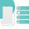 A white refrigerator with dimensions: height 83.5 cm, width 45 cm, and depth 44.5 cm. Features: 40 dB noise, reversible door, adjustable regulation, and 4-star freezer.