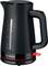 A black electric kettle with a red switch, displaying water level markings from 0.25 to 1.7 liters, branded 'BOSCH' at the base.