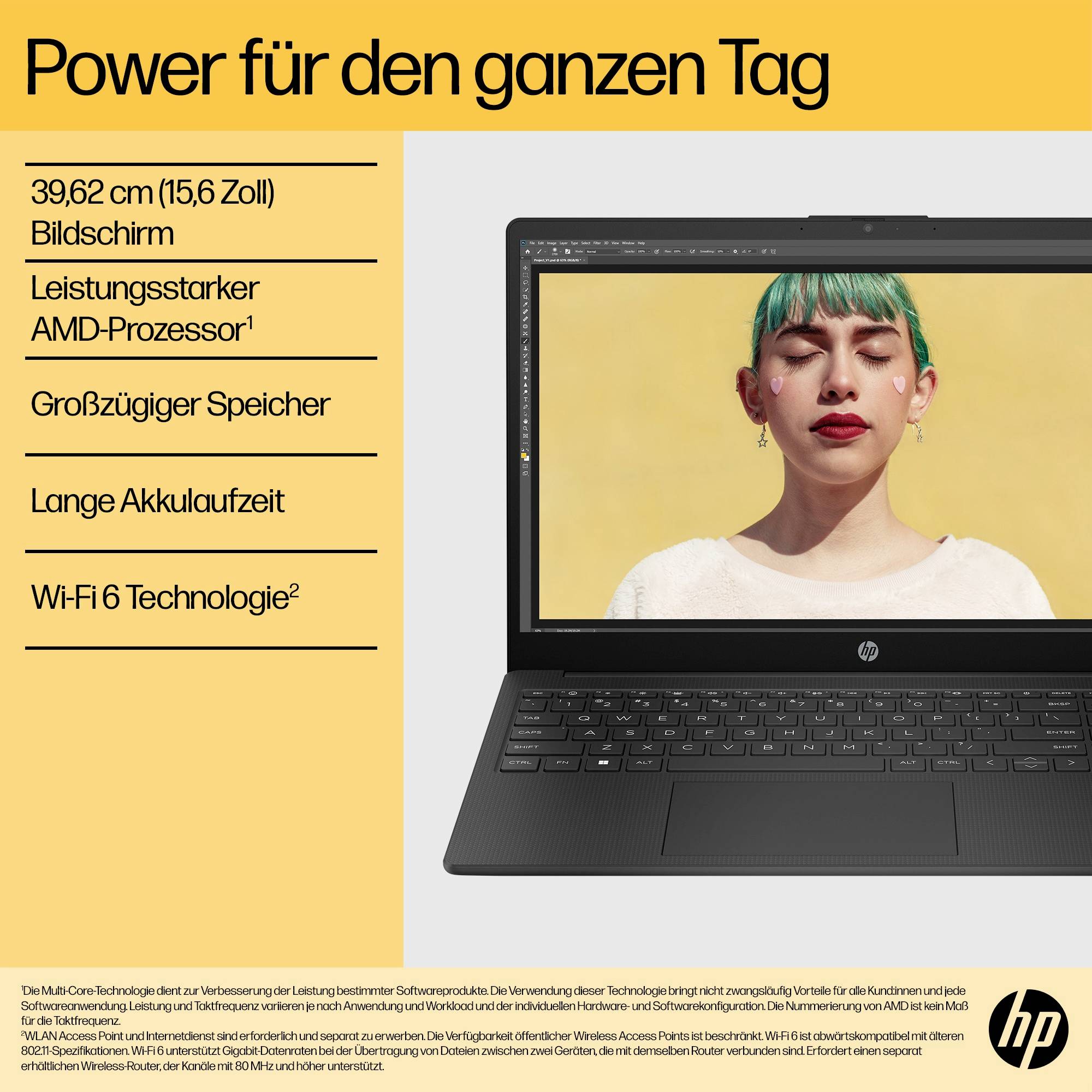 HP Laptop 15-fc0079ng 39.6 cm (15.6 inch) Full HDAMD Ryzen 75825U16 GB RAM512 GB SSD;German, QWERTZAMD;BlackBV8D6EA