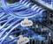 Blue Ethernet cables connected to a network switch, labeled 'Cable-01' and 'Cable-02', indicating organized network connections.