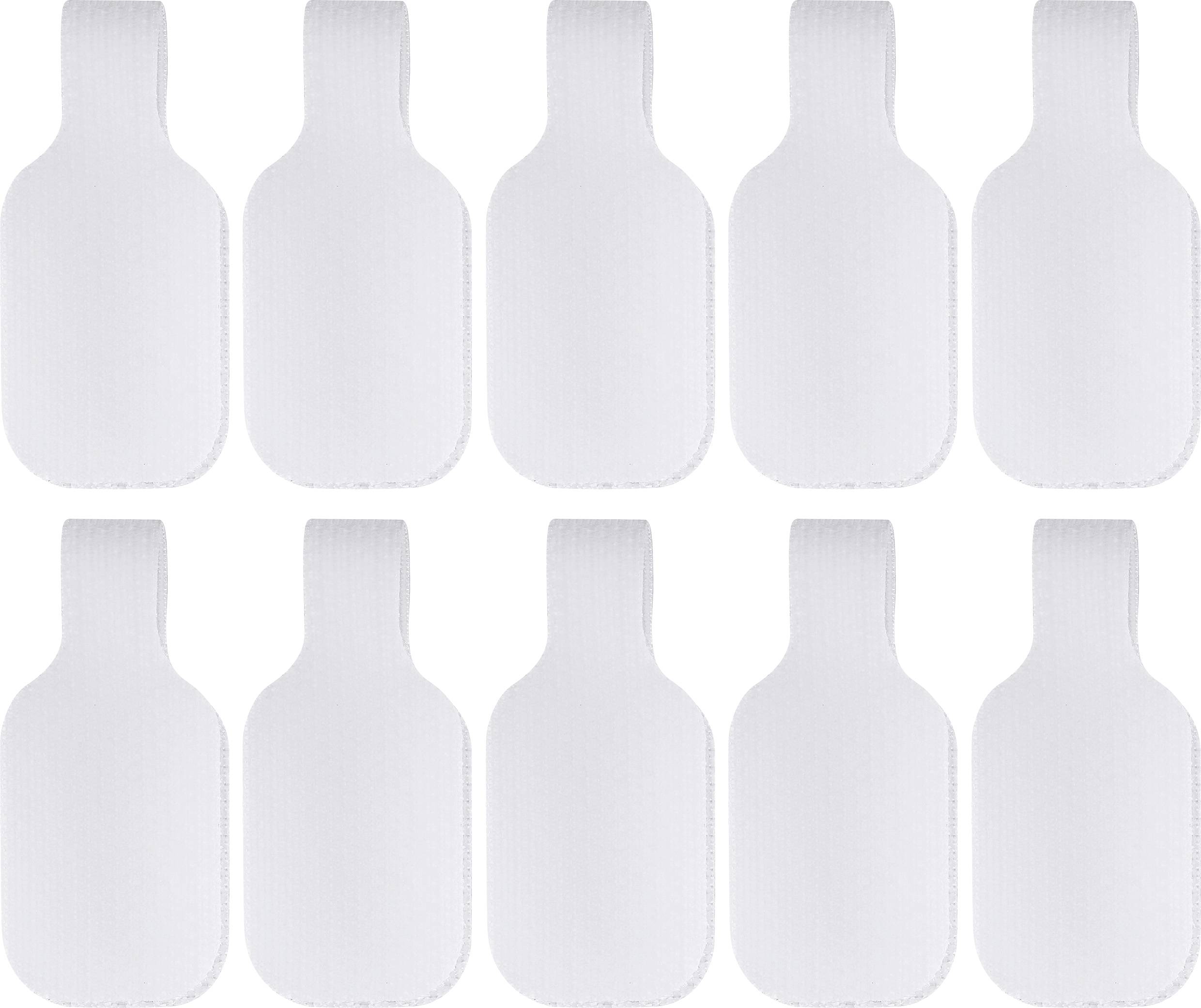 Ten white adhesive bandage patches arranged in two rows of five each.