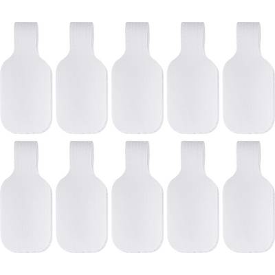 Ten white adhesive bandage patches arranged in two rows of five each.