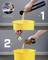 'Image showing a hand vacuum cleaner being emptied into a yellow bin. Steps: 1) Open and pour debris. 2) Remove and clean filter for longer life.'