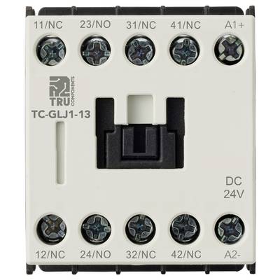 A white relay with labeled terminal connections, marked 'TC-GLJ1-13', and indicating a 24V DC operation.