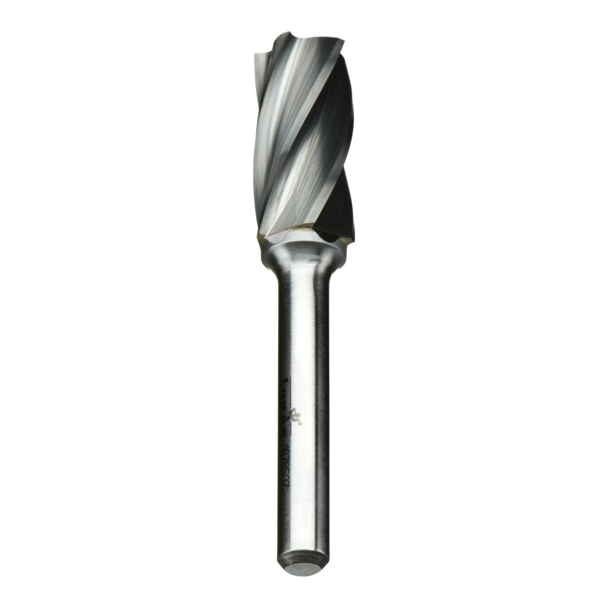 A silver metal drill bit with twisted flutes, designed for wood or metal drilling, shown against a plain white background.