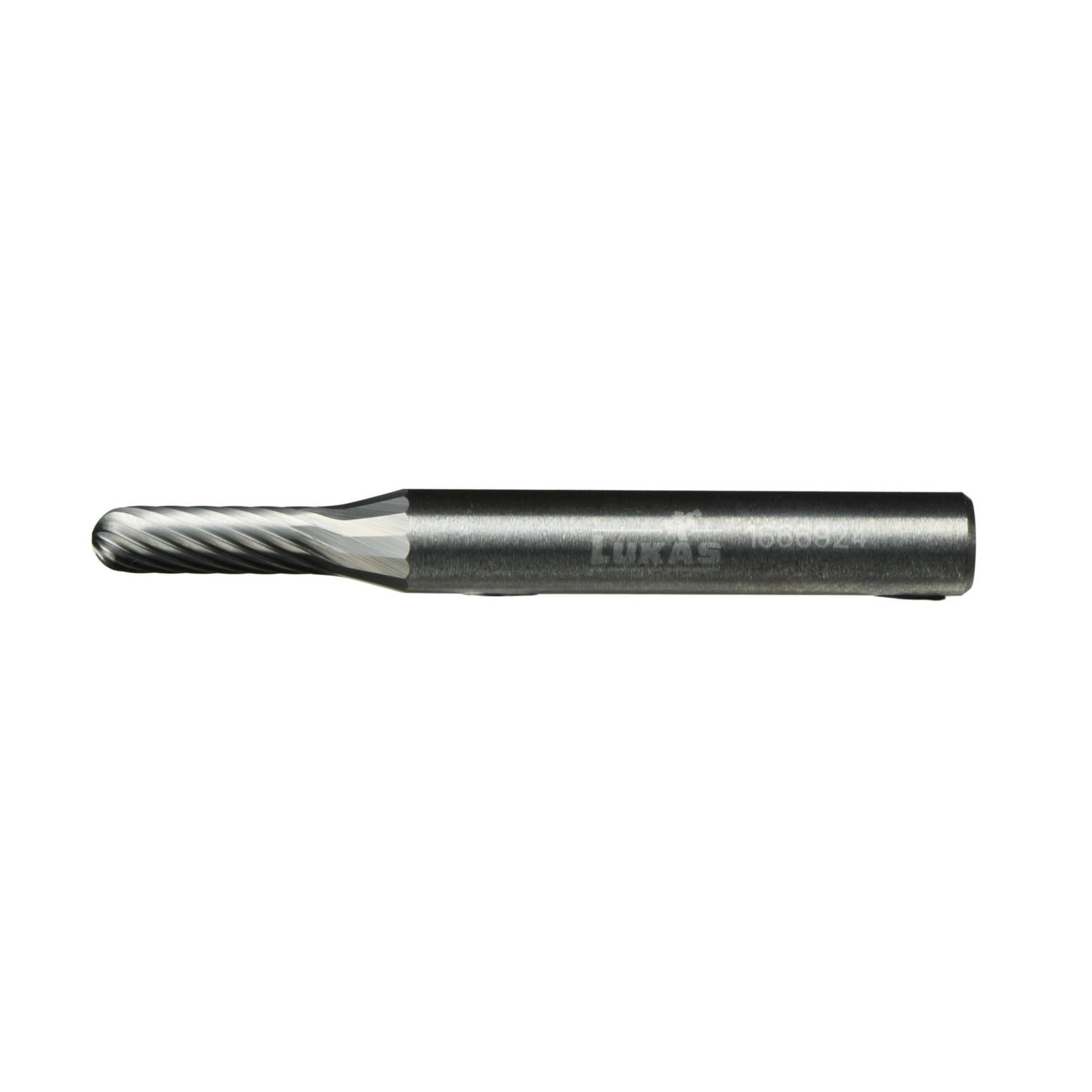A close-up of a metal rotary burr with a cylindrical shape, used for precision cutting and shaping in metalworking and woodworking.