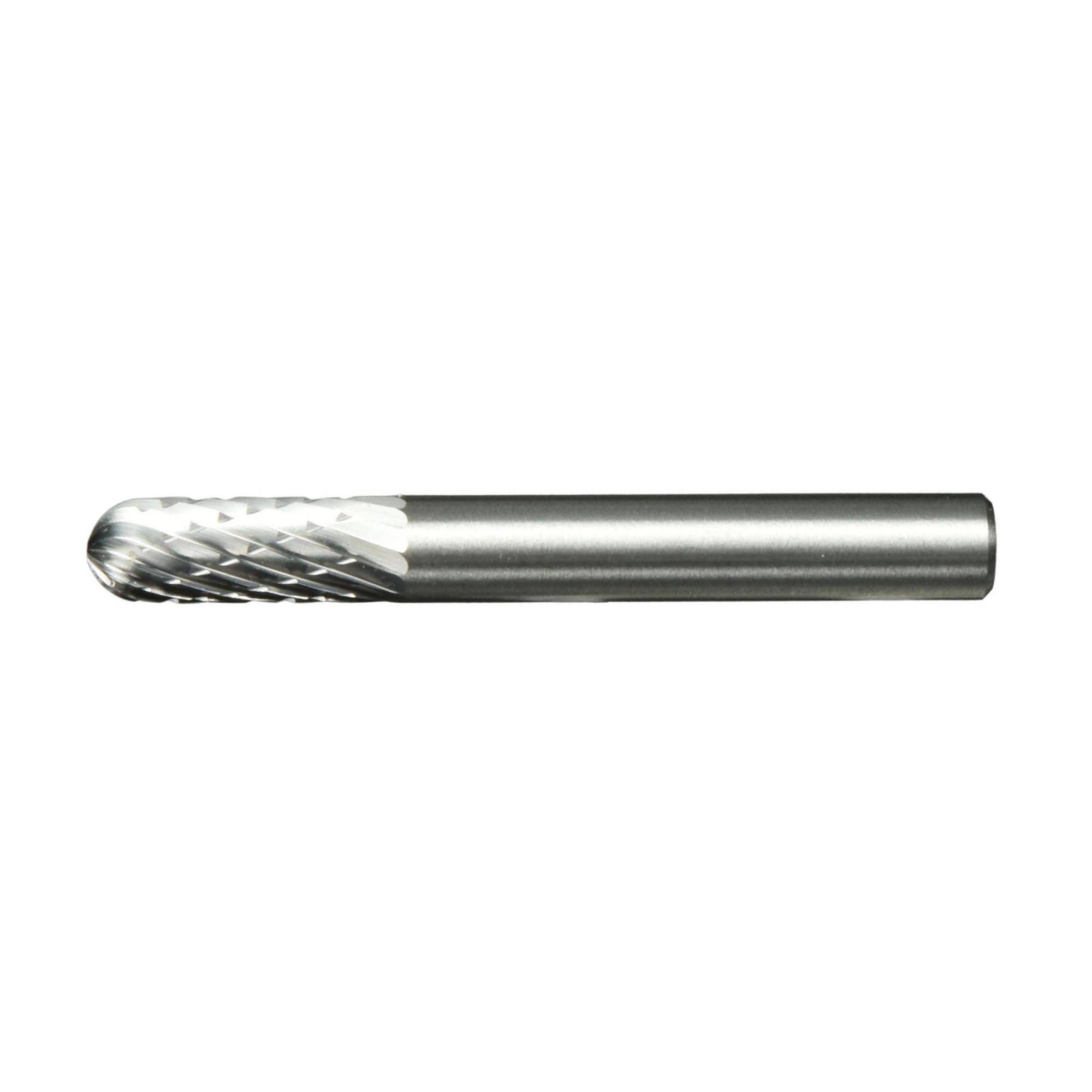 A silver cylindrical rotary cutting tool with a textured head, used for machining or engraving.