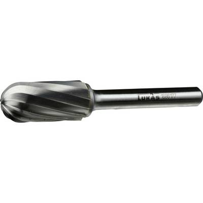 A metal cylindrical tool with a spiral cutting edge and handle, designed for precise drilling or grinding purposes.
