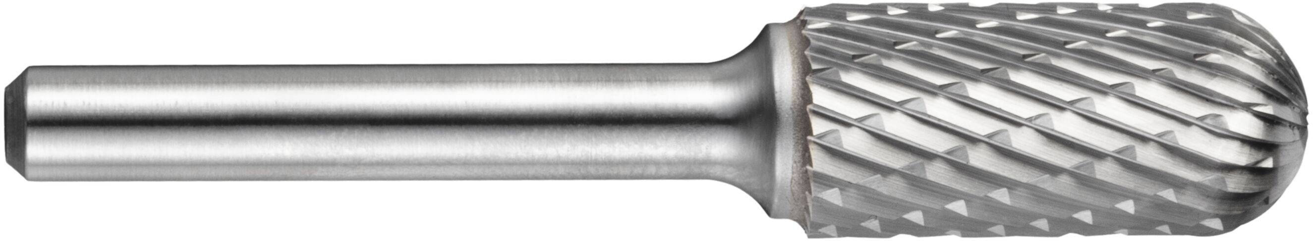 A cylindrical metal rotary file with a textured, cross-cut surface for shaping or grinding.