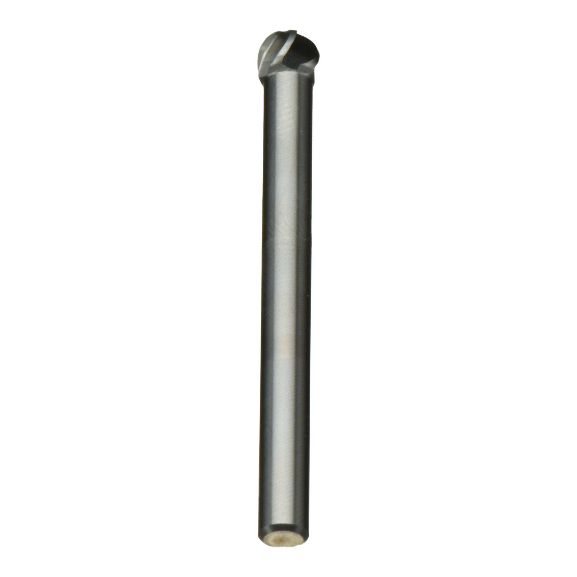 A cylindrical metal cutting tool with a rounded tip, used for precision shaping or drilling tasks.