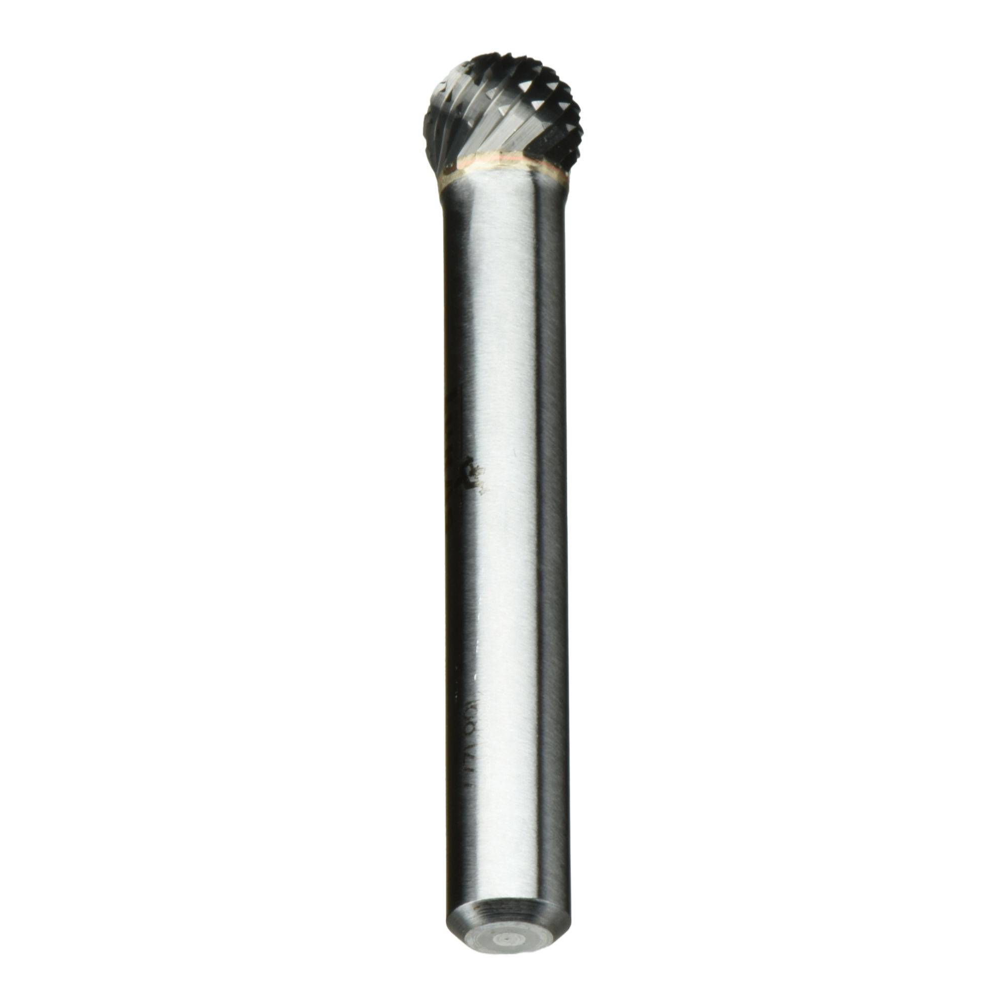A cylindrical metal tool with a spherical, textured tip. Used for cutting or shaping materials in industrial or precision work.