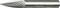 A cylindrical metal tool with a pointed, spiral-fluted end, used for cutting or shaping materials.