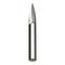 A silver, cone-shaped carbide burr with spiral flutes for precision grinding and shaping metal surfaces.