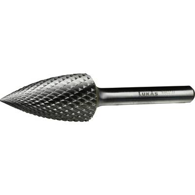 A metal rotary burr tool with a pointed end and diamond-patterned surface, used for shaping, grinding, and material removal in metalwork.