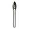 Carbide bur tool with a pointed, textured head and smooth metal shaft, used for grinding, shaping, or cutting hard materials.
