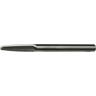 A close-up image of a silver metal object with a threaded tip, resembling a screw or bolt, with a smooth cylindrical body.