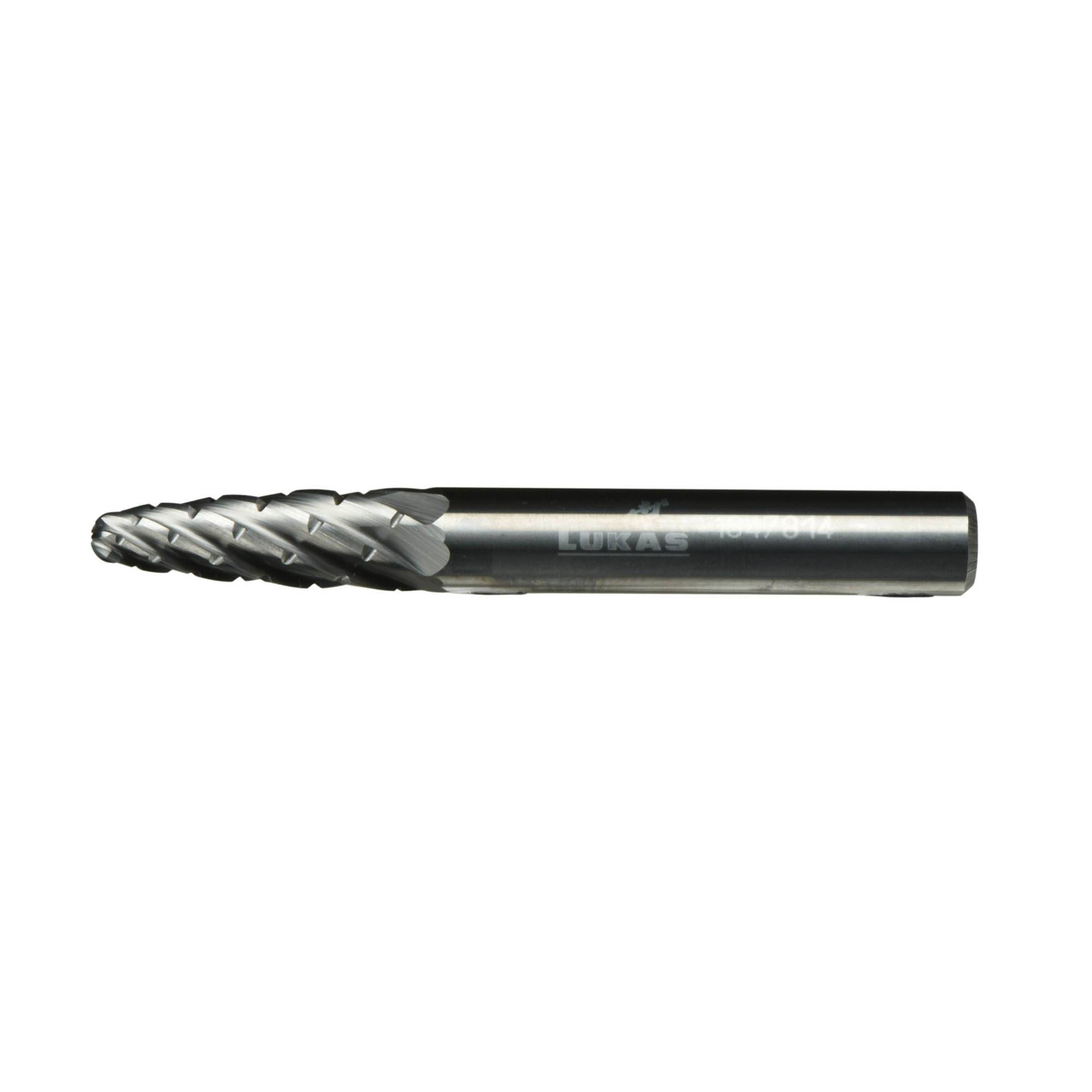 A metal milling cutter with a spiral groove, used for machining and shaping materials.