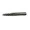 A metal spiral end mill cutter with multiple flutes used for machining.