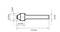 Technical drawing of a cylindrical rod with a bulbous end. Dimensions: total length 55 mm, bulb diameter 13 mm, shaft diameter 6 mm.