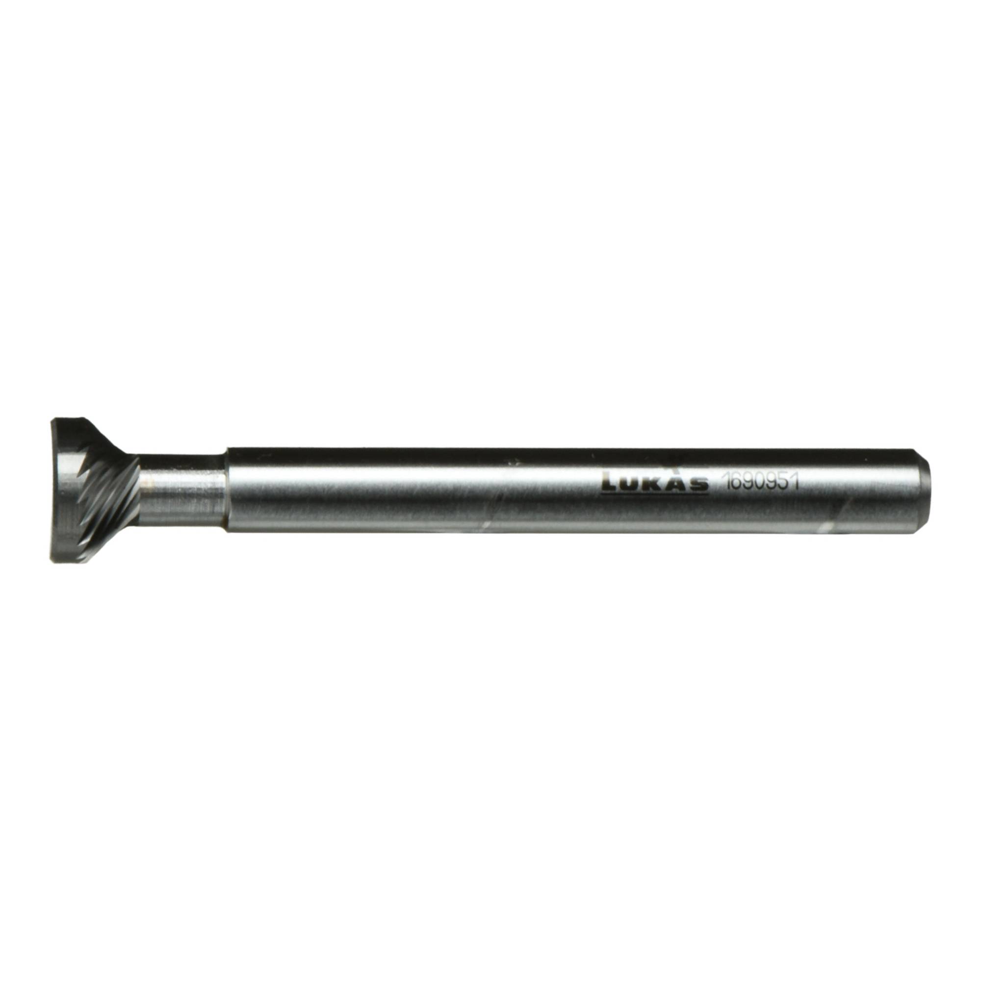 A cylindrical metal tool with a flat, round cutting head, designed for precise machining or drilling.
