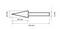 A line drawing of a tapered metal nozzle with dimensions: total length 60 mm, taper length 20 mm, taper width 10 mm, nozzle width 6 mm.