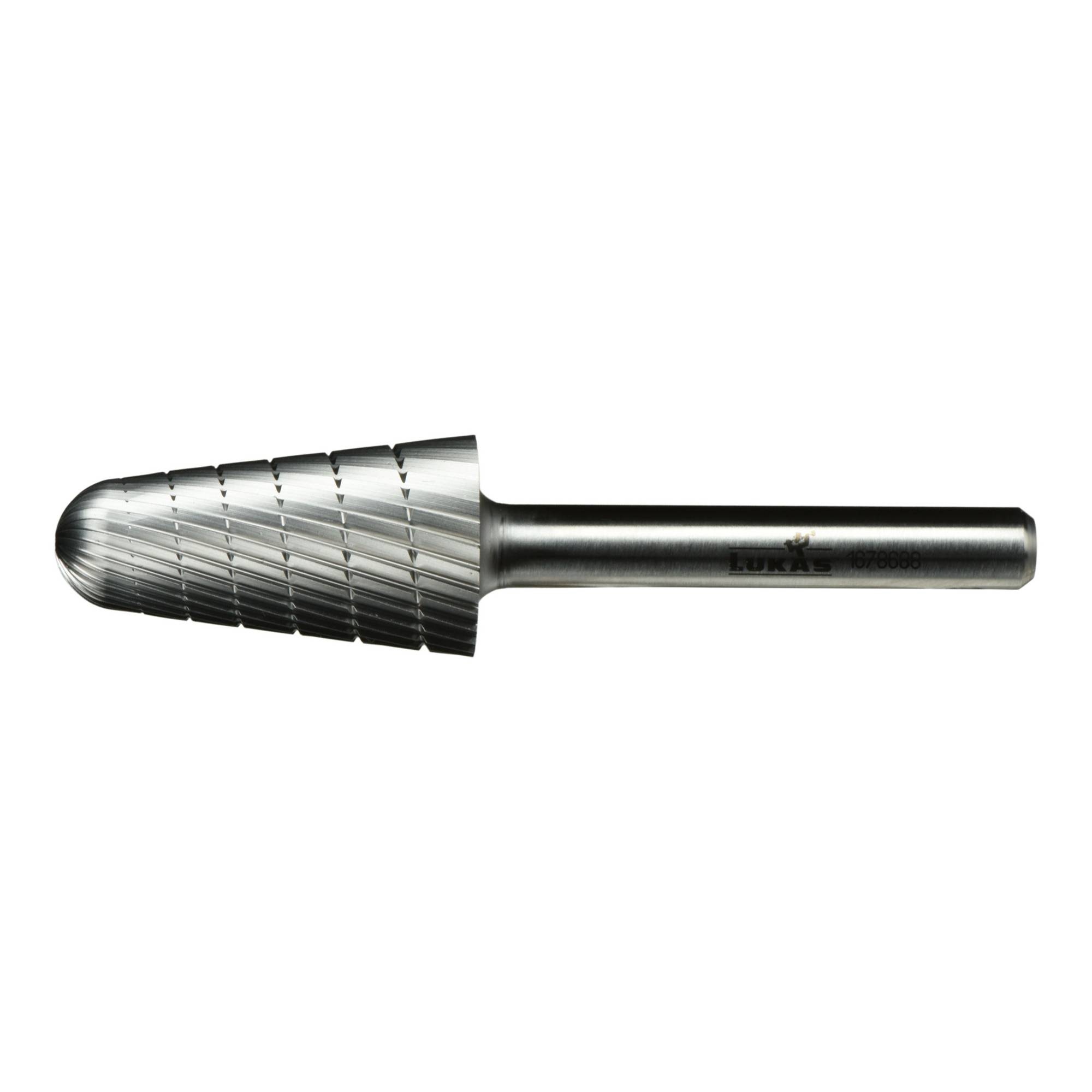 A conical step drill bit with straight grooves, used for drilling holes of different sizes in metal, wood, or plastic materials.