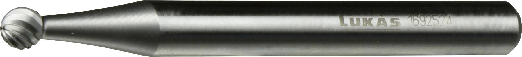A metal milling cutter with a cylindrical shaft and a rounded cutting end, engraved with the word 'LUKAS' and the number '1352 FL'.