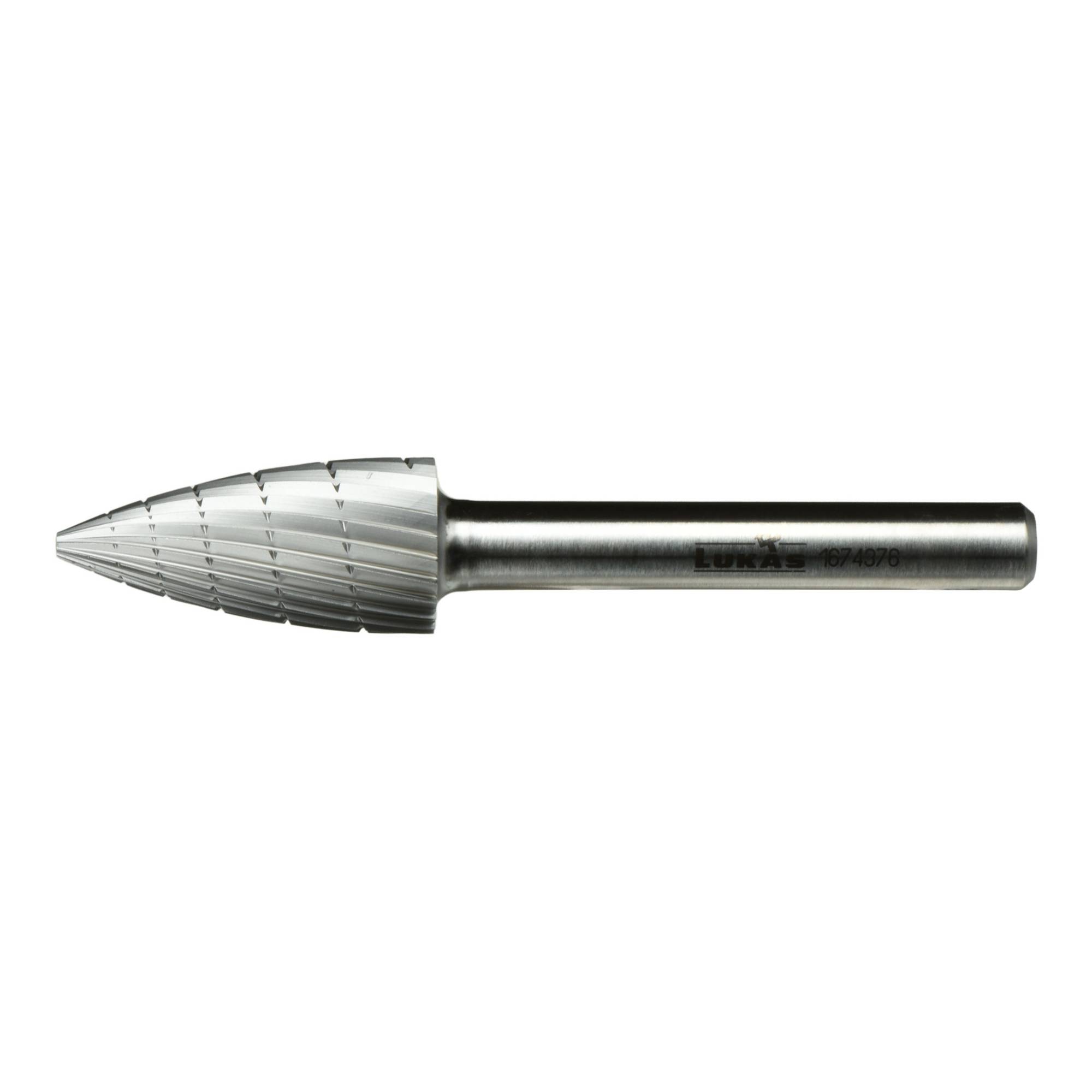 A conical metal step drill bit with multiple cutting edges, designed for drilling various hole sizes in materials.