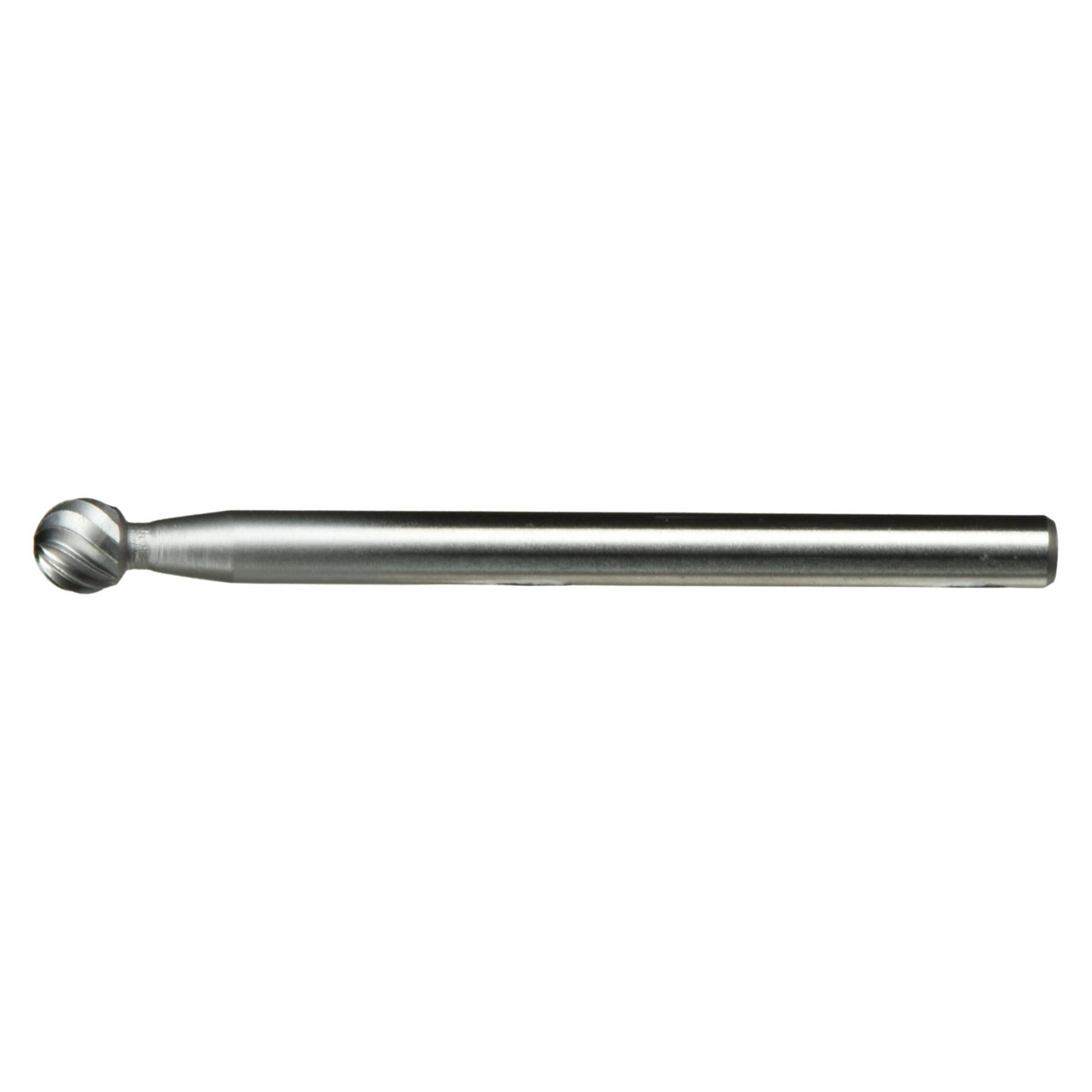 A metal ball end milling cutter with a spherical cutting head on one end, designed for precise cutting and machining tasks.