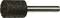 A cylindrical abrasive drill bit with a rough, textured surface and a metal shank, used for sanding or grinding materials.