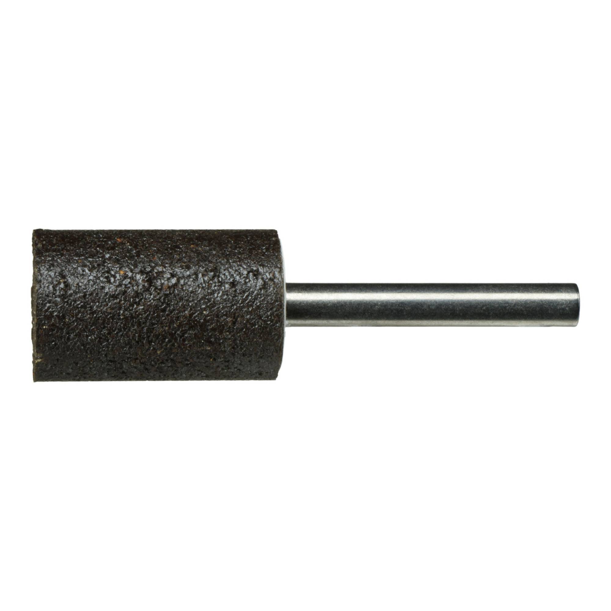 'A cylindrical grinding attachment with a metal shank, used for smoothing or sanding surfaces.'