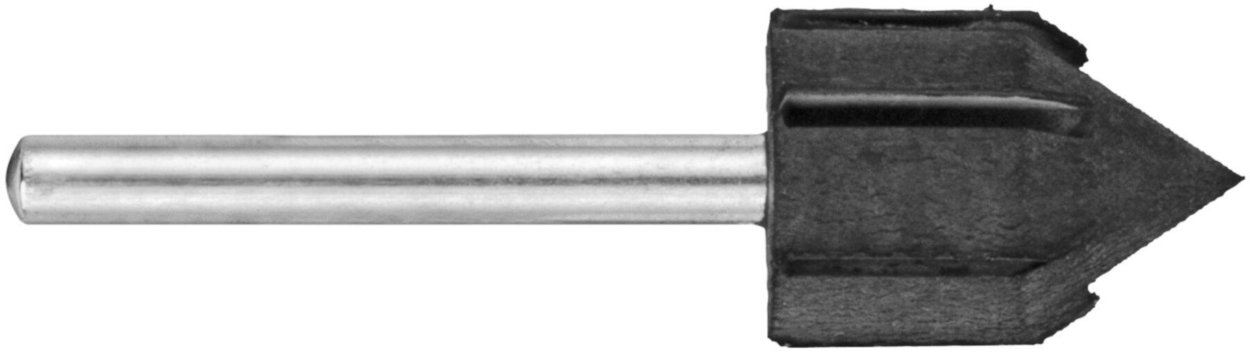 A metal countersink drill bit with a three-flute design for making conical holes.