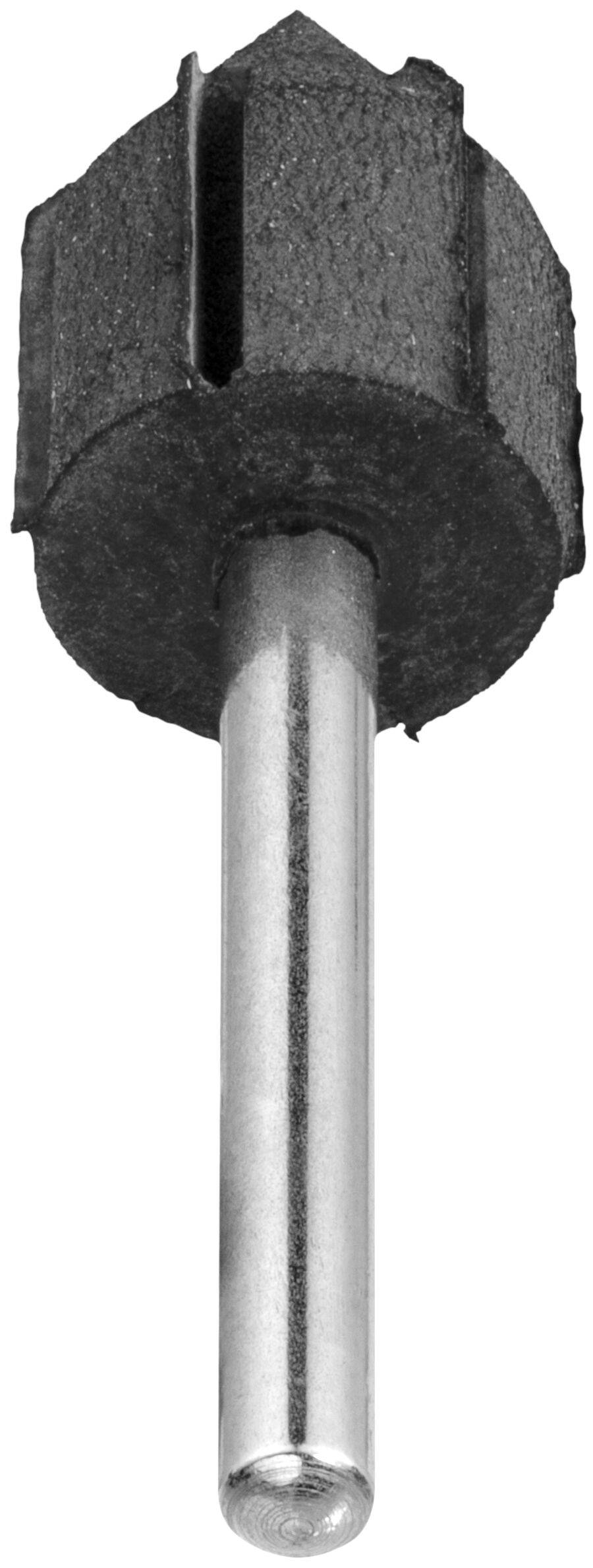 A cylindrical abrasive tool with a metal shank, designed for grinding or smoothing surfaces, typically used in rotary tools.