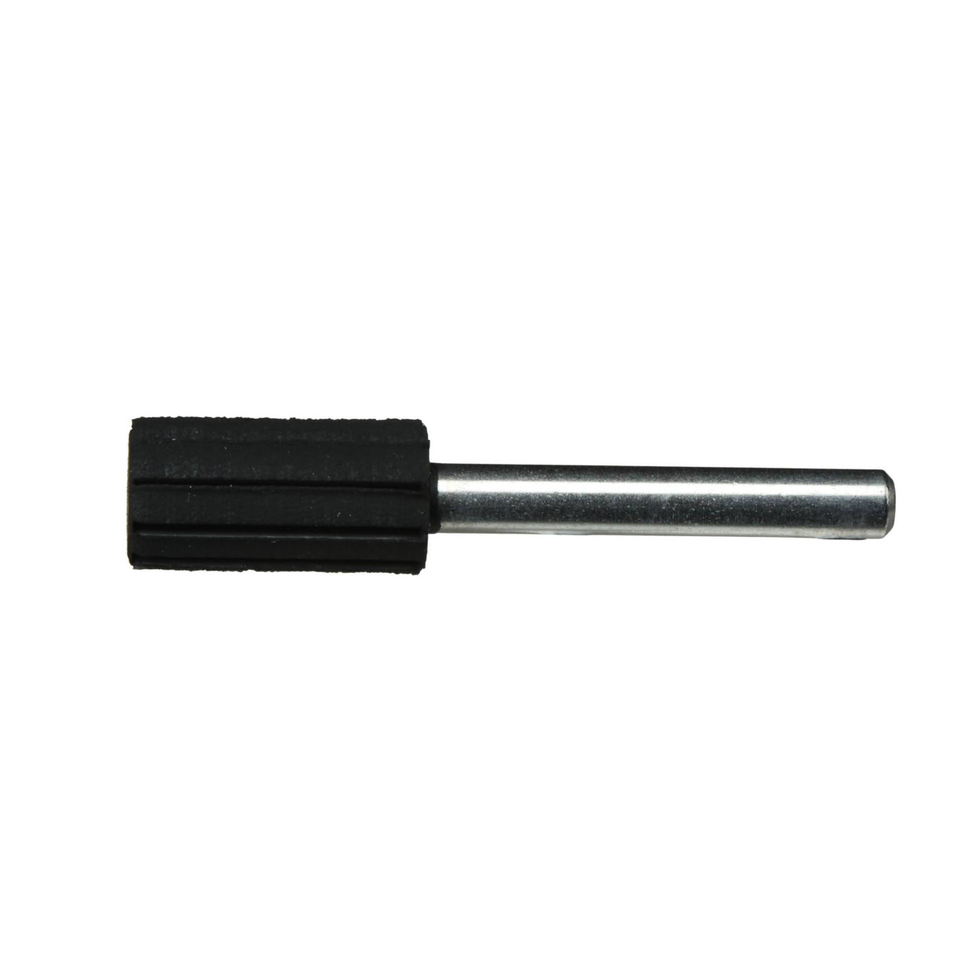 A cylindrical metal tool with a black rubber grip, likely used as a handle or attachment for a specific mechanical or industrial application.