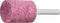 A cylindrical abrasive grinding stone with a pink, coarse-textured surface, attached to a metal shank.