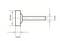 Side view of a mechanical component with a cylindrical body. Dimensions: 32 mm height, 8 mm width, and 6 mm diameter.