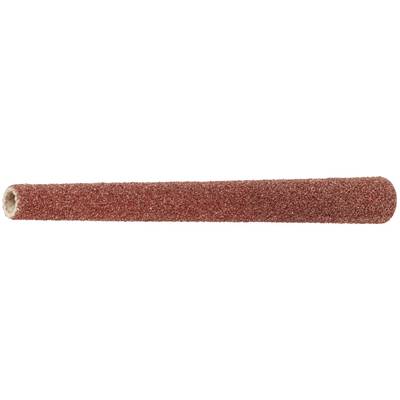 A cylindrical sanding sleeve with a rough, abrasive surface, used for smoothing or shaping materials like wood or metal.