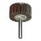 'Abrasive flap wheel with a metal shank, labeled "80 x 50, 19000 RPM, Max". Used for grinding and polishing surfaces.'
