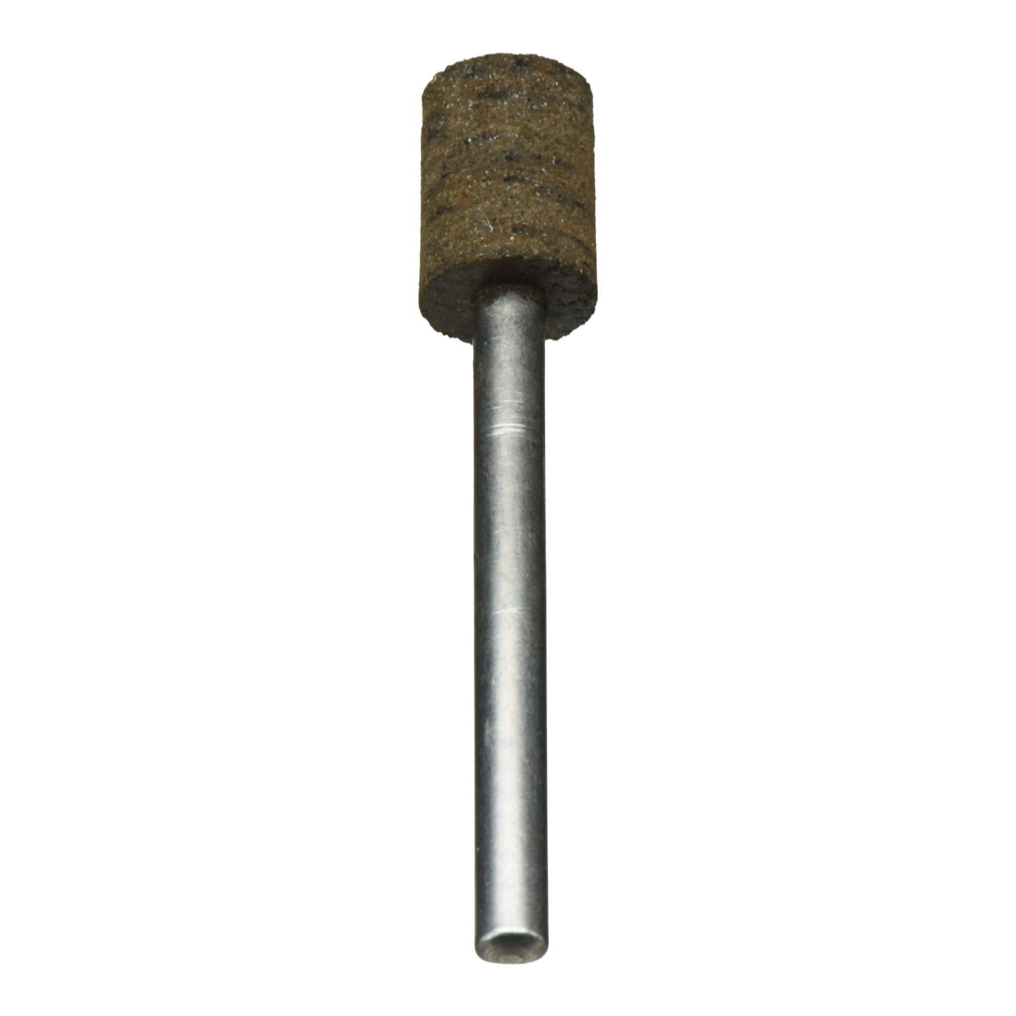 A cylindrical grinding tool with a metal shank and an abrasive stone wheel; used for sharpening, polishing, or material removal.