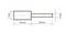 A technical drawing showing a rectangle 10 mm wide and 7 mm high, attached to a line 30 mm long and 6 mm high; dimensions labeled.