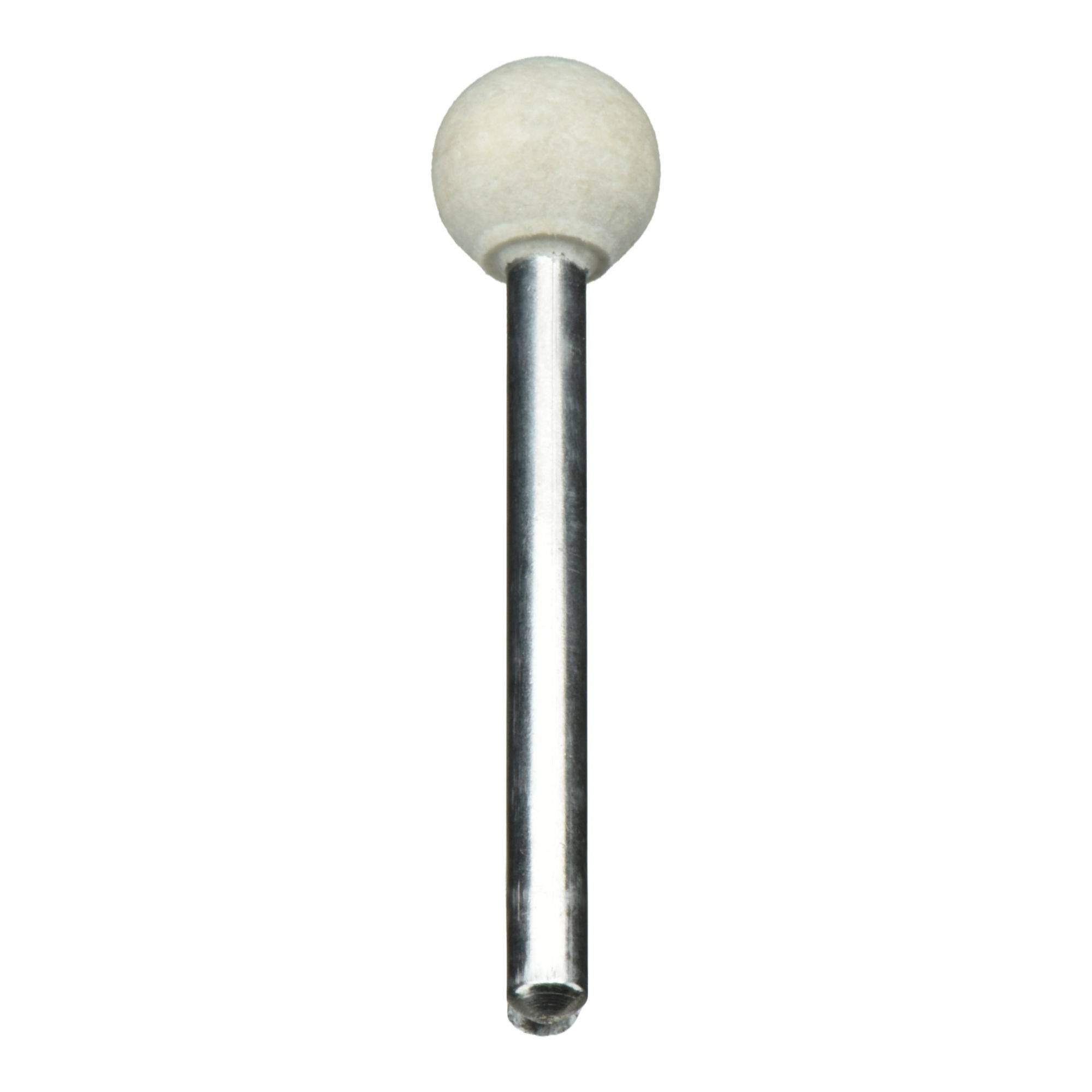 A metal rod with a round, white felt tip; often used for polishing or finishing surfaces.