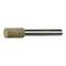 A cylindrical grinding stone with a metal shank, typically used for sharpening or smoothing surfaces in metalworking or woodworking.