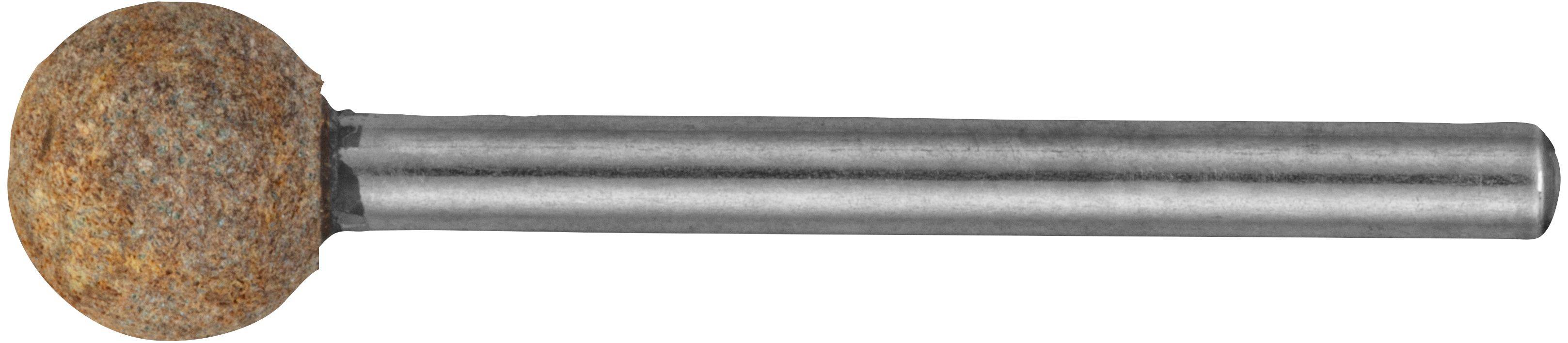 A metal cylindrical object with a rusted, spherical end, resembling a tool or component.
