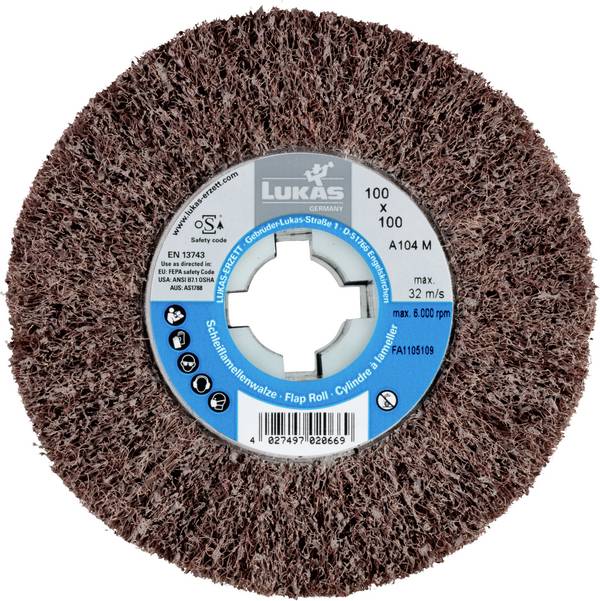 LUKAS-ERZETT A22861001000104 Abrasive web leaf roller LWV universal 100x100mm with 19 mm hole | Corundum grain 100 100 mm 1 pc(s)