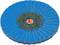 A stack of blue abrasive flap discs with a central hole for attachment, used for grinding and finishing surfaces.