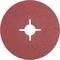 A red circular floor buffing pad with a cross-shaped cutout in the center, used for cleaning and polishing surfaces.